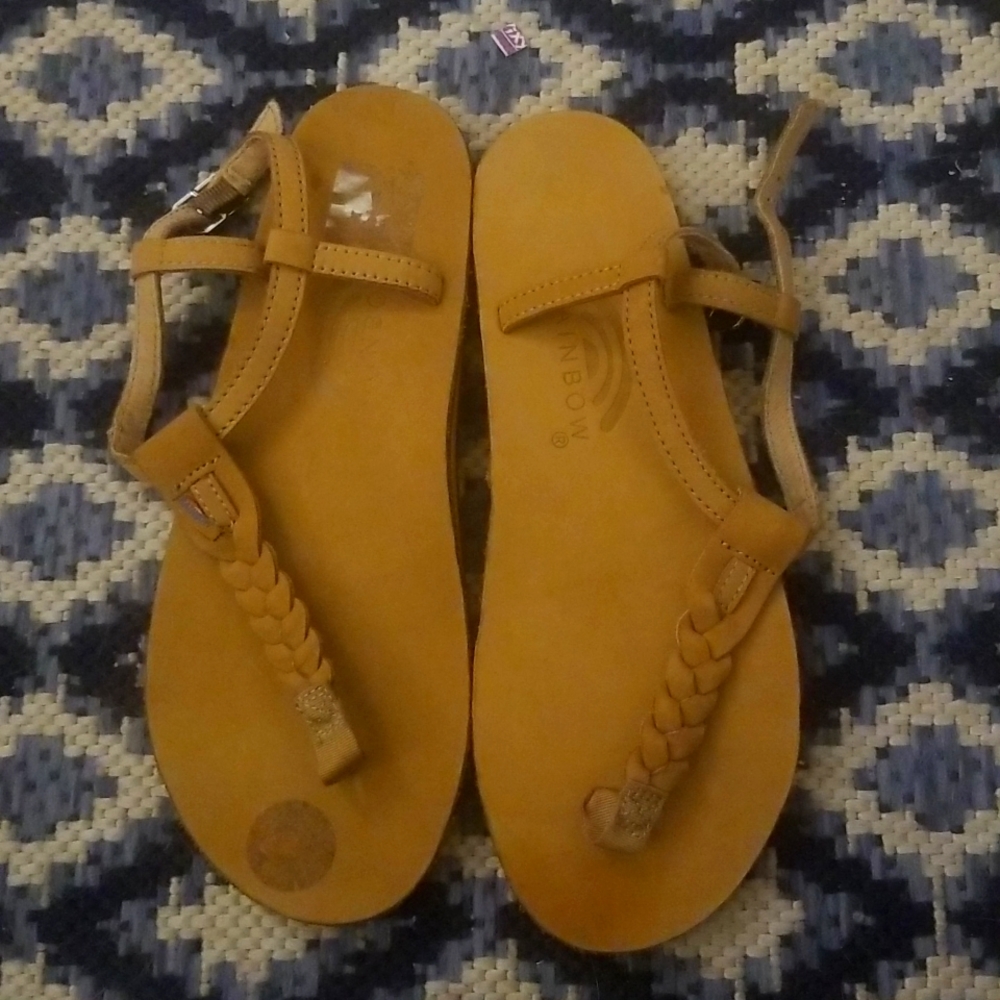 Size medium  braided Rainbow sandals. NEW. Never worn.